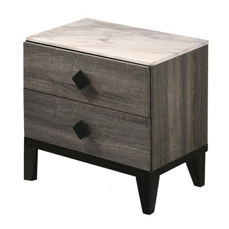 Table de chevet 2 tiroirs Justina, Gris
