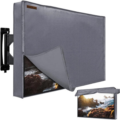 39-40" Outdoor TV Cover, 600D Heavy Duty Weatherproof TV Protector with Waterproof Zipper & Bottom Cover & Remote Control Pocket, Outside Television Covers