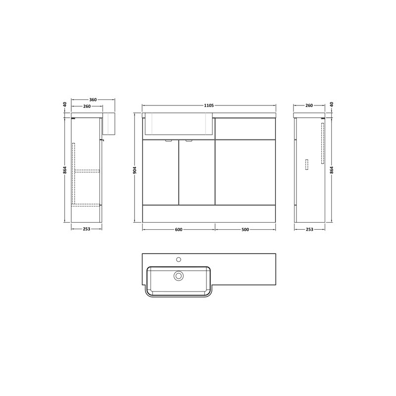 Freestanding Single Vanity with Drop In Basin