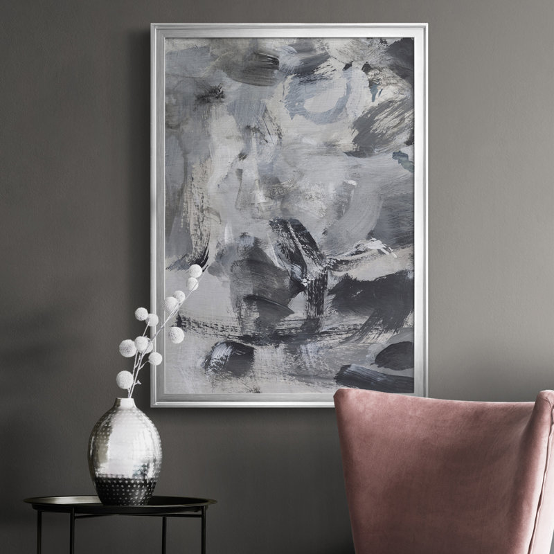 «Black & White Mix I», reproduction sur toile encadrée, Cadre argenté, H 30,5 po x l 22,5 po x P 1 po