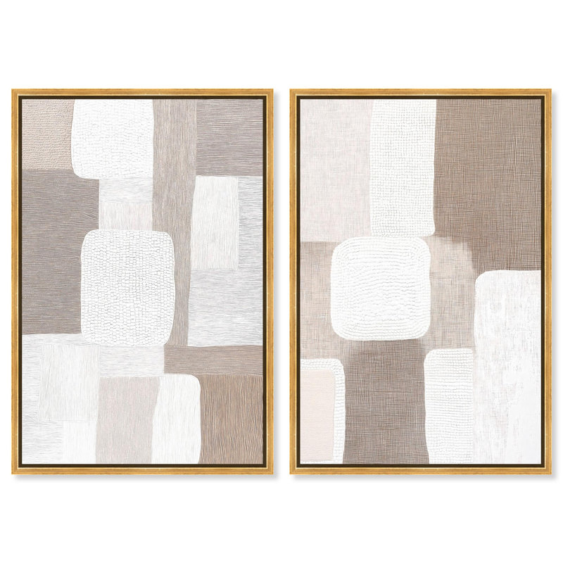 Ensemble de toiles « Stucco Squares » - Décoration murale moderne par Art Remedy, cadre noir, 10 x 15, 16" H x 11" W