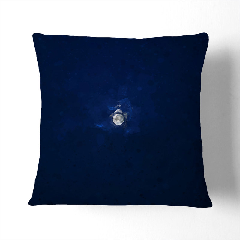 Moon Through the Clouds Cushion with Filling, Black, 55cm H x 55cm W x 20cm D
