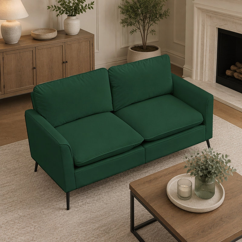55.91'' Faux Leather Loveseat, Similicuir vert