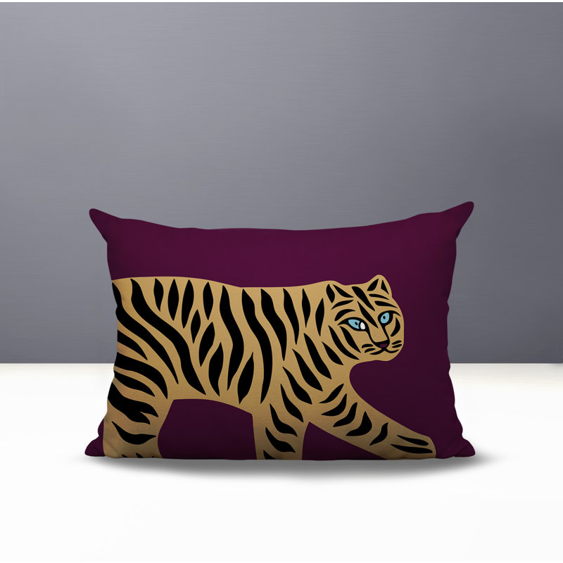 Oreiller rectangulaire intérieur / extérieur Gigi Tiger, Mauve, H 20 po x l 14 po
