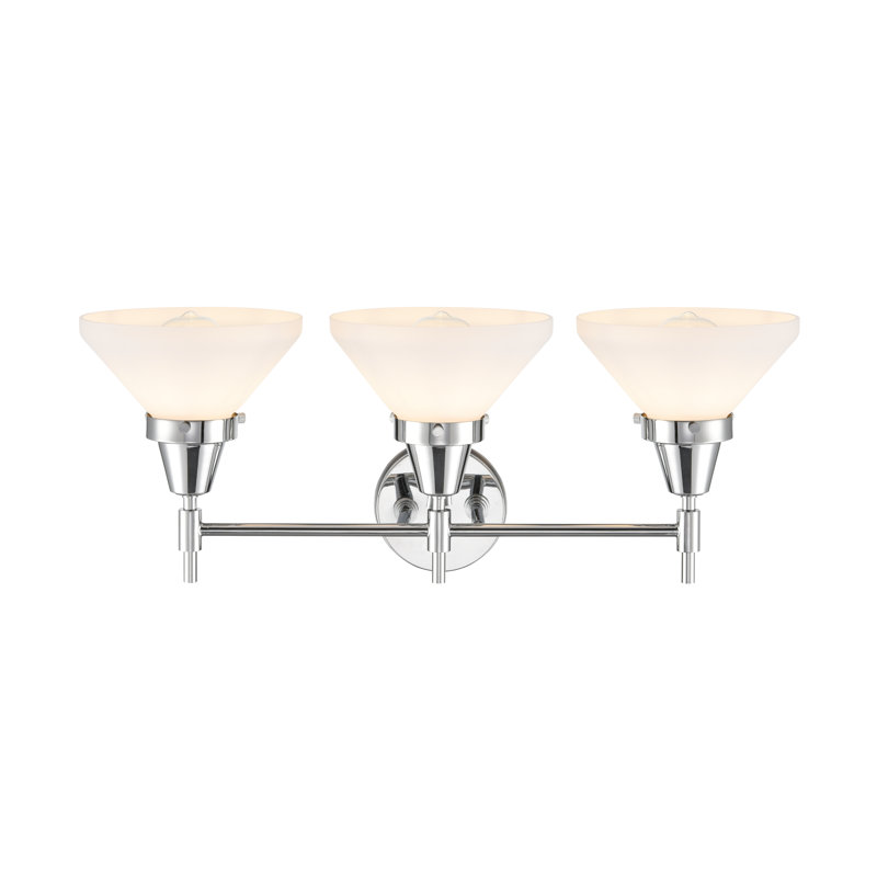 Gayle 3 - Light Dimmable Vanity Light, White, 4 Watt Vintage LED Bulb, Polished Chrome