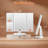 Modern Rectangle Tri-Fold LED Lighted Vanity Magnifying Makeup Mirror, White-1400691693