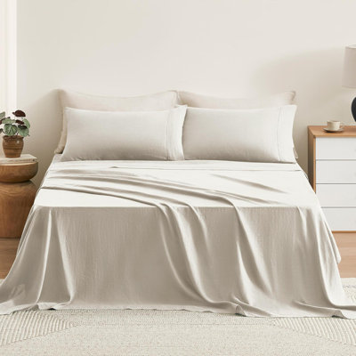 TOSMO 100% Linen Sheet Set