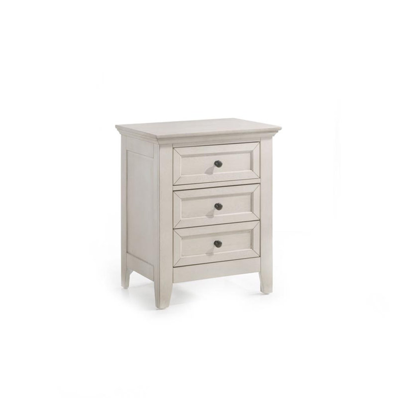 Nannette San Mateo Nightstand with 3 Drawers, Rustic White