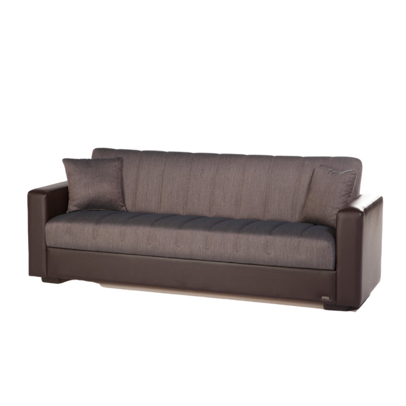 Canapé-lit rembourré Naquanda, Polyester à 100 % de couleur brune