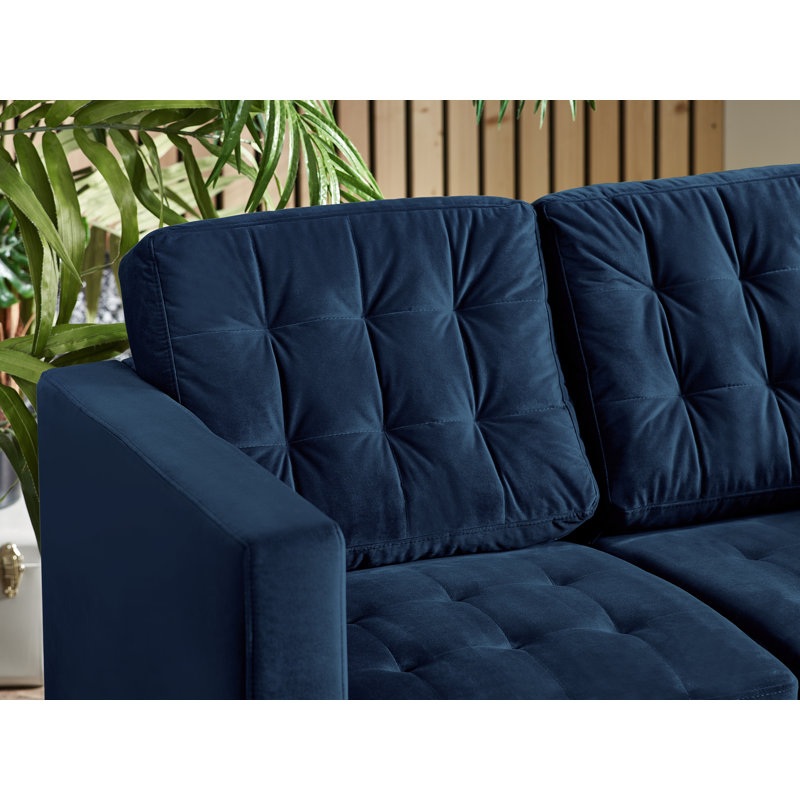 Jodi Velvet Sofa - Upholstered Modern Retro Fabric Stylish & Contemporary, Navy, 2 Seater