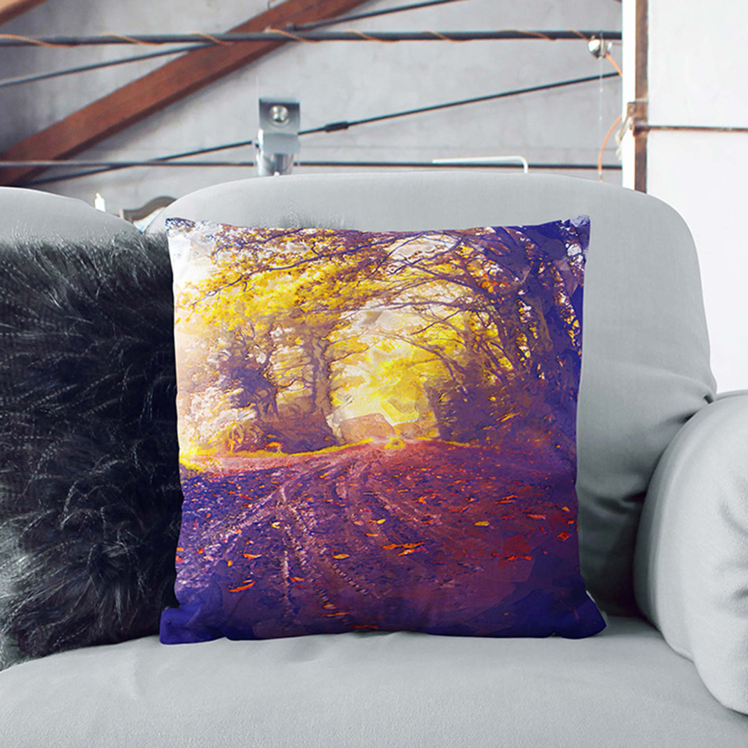 Forest Path in France Cushion with Filling