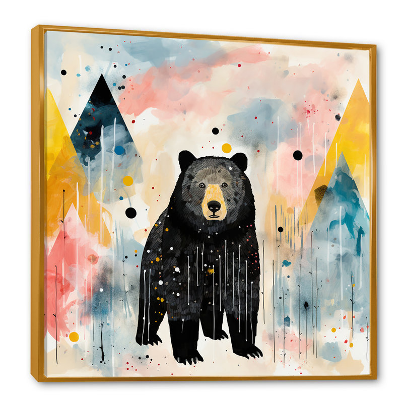 Art créatif, paysage d'ours grizzly I - ours 2, Cadre flottant doré, H 36 po x l 36 po x P 1,5 po