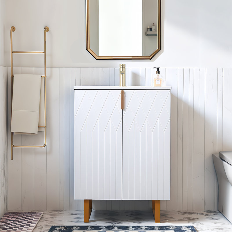 24'' White Modern Free-Standing Single Bathroom Vanity Set, 24"