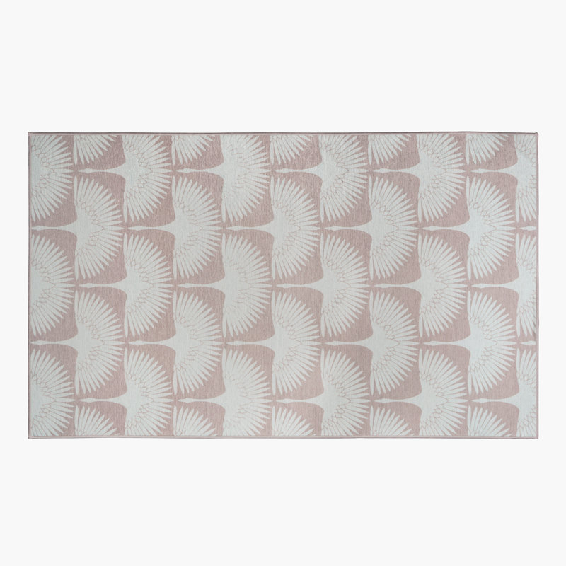 Tapis rose lavable Flock Petal, Rectangulaire 3 pi x 5 pi