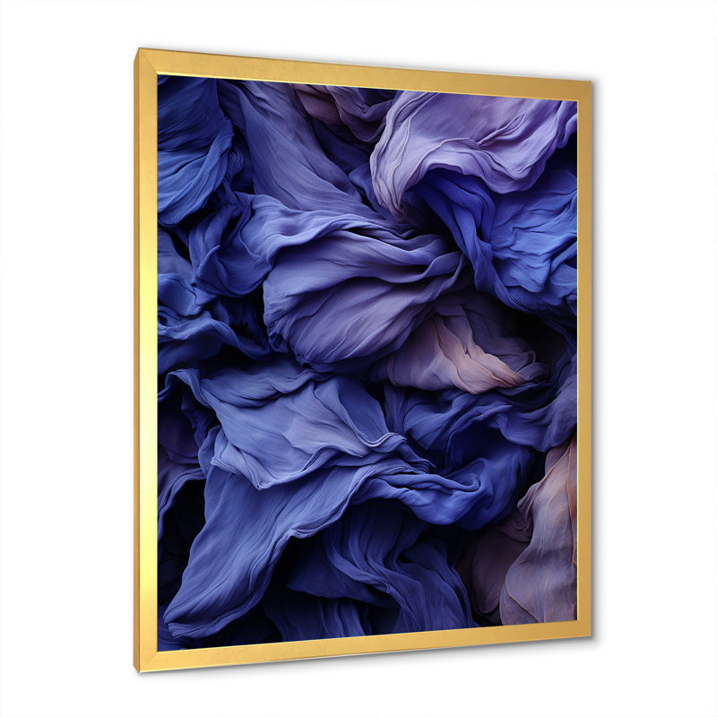 Soie abstraite fractale mauve - art mural abstrait, Encadrement doré, H 32 po x l 24 po x P 1 po