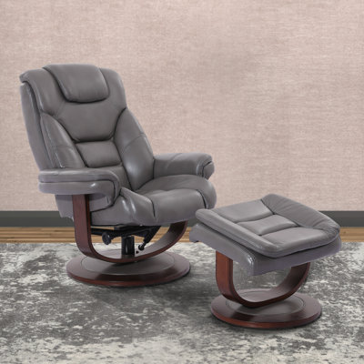 Carolynn 33.5" Wide Leather Match Manual Swivel Ergonomic Recliner with Ottoman