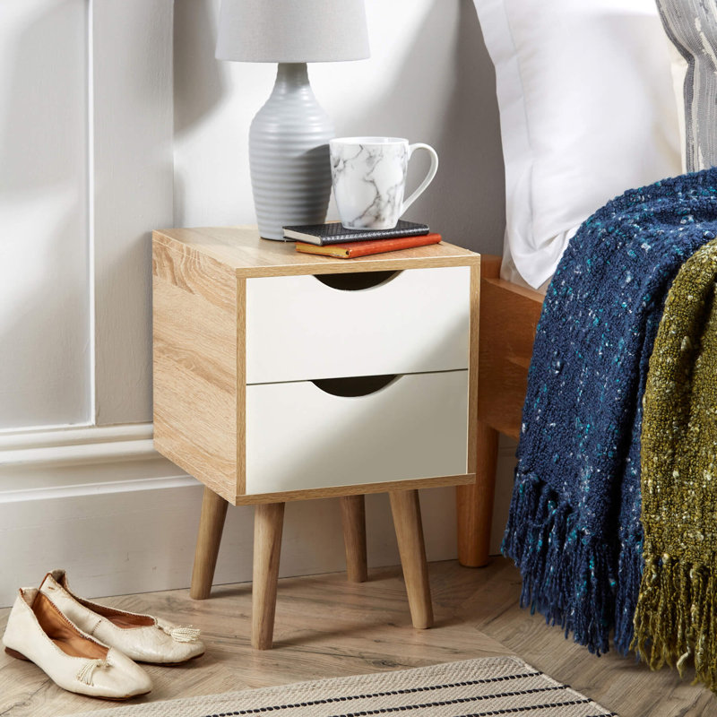 Kennedy 2 Drawer Bedside Storage Table, Oak