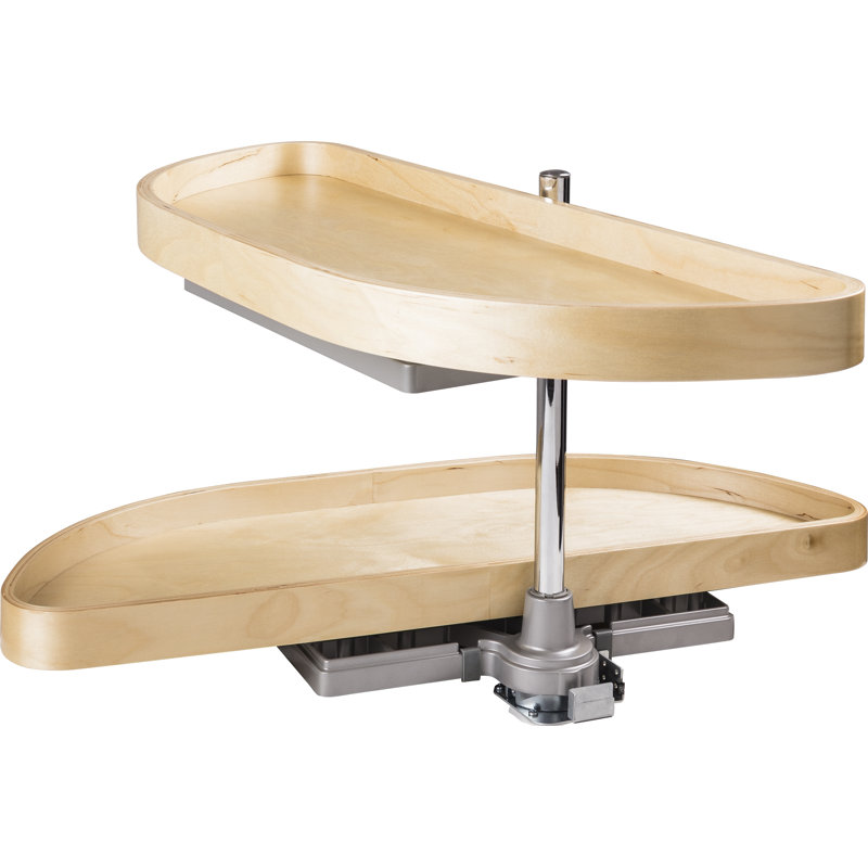 Half-Moon Lazy Susan Set with Wood Trays, 17.3125" H x 31.125" W x 14.3125" D