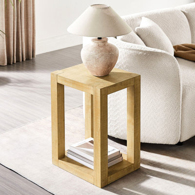 Table de bout rectangulaire moderne en bois aggloméré pour salon et chambre à coucher, 14 pouces, couleur naturelle | Idée de cadeau