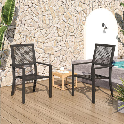 2 Pcs Outdoor Patio Dining Chairs With Armrest by Winston Porter