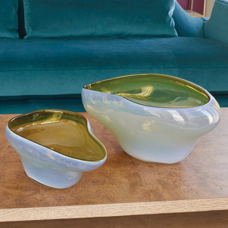 Harmony Bowl, Cloudy/Olive Green, 8" H x 16.5" W x 9.5" D