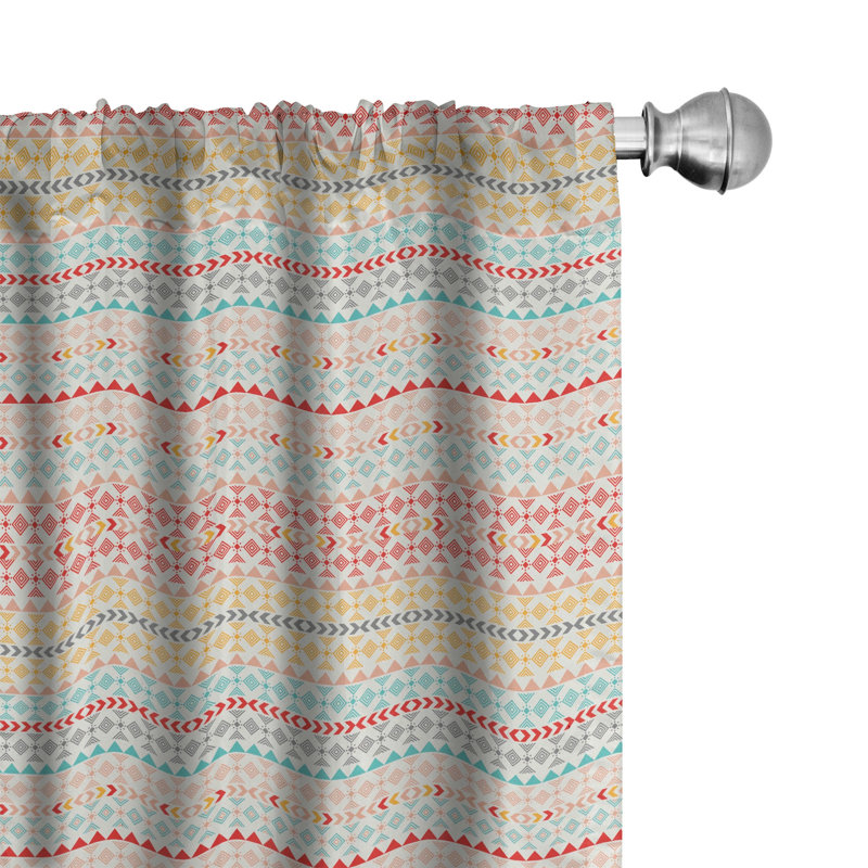 Tribal Geometric Semi-Sheer Rod Pocket Sliding Panel, 28" x 63"