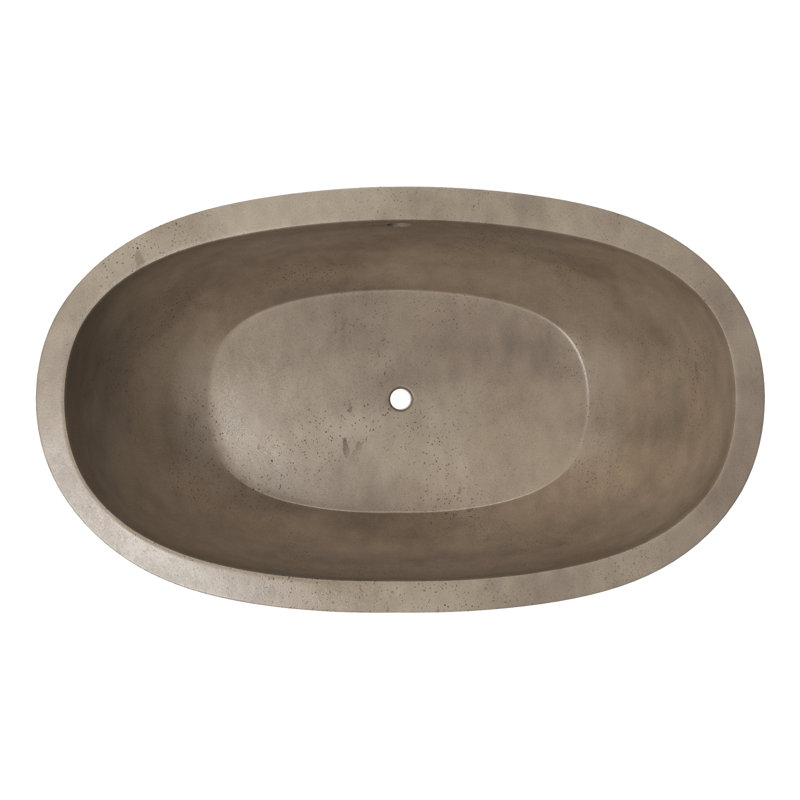 Avalon NativeStone Concrete Freestanding Oval Soaking Bathtub, 21" H x 36" W x 62" L, Earth