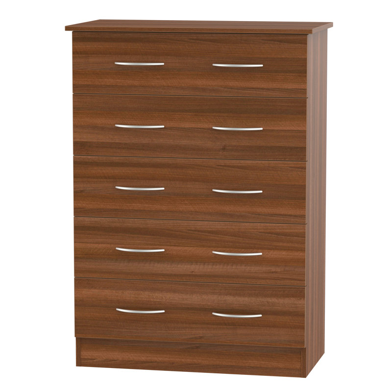 Tabatha 76.5cm W 5 - Drawer Chest of Drawers, Walnut