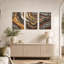 "Wavy" brun et noir, texture de grain de bois noir, ensemble de 3 toiles-768246121