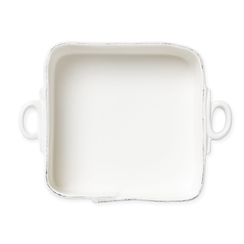 VIETRI Lastra Square Stoneware Baker Bakeware, Linen