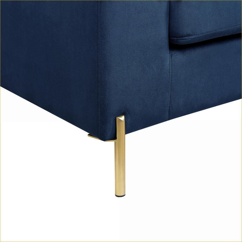 Canapés modulaires | Canapé en L Mid-Century Mid-Century, structure en bois massif pour les soirées cinéma | Velours | Bleu