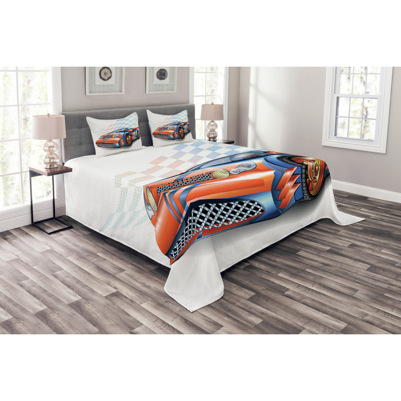 Addai Polyester Graphic Print & Text Bedspread with Pillow Shams, 220 x 220 cm Bedspread - 2 Shams