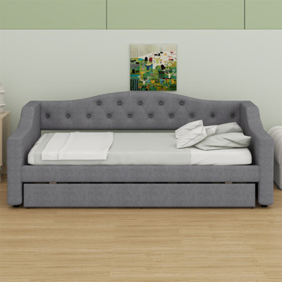 Upholstered Daybed With LED Belt And Trundle