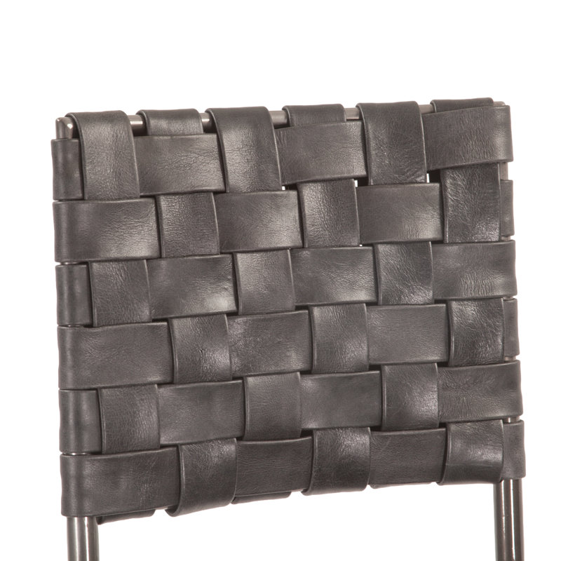 Lund Upholstered Stool with Metal Frame, Black