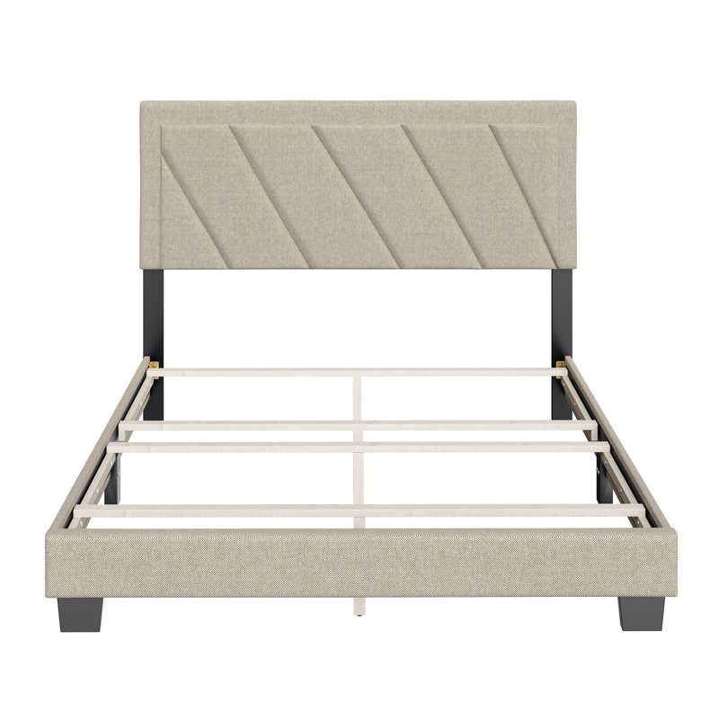 Lit plateforme tapissier Savona, Grand, Blanc