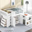 Lit mezzanine simple avec tiroirs fonctionnels de couleur blanche - armoire, tiroir, tablette, bureau-732764040