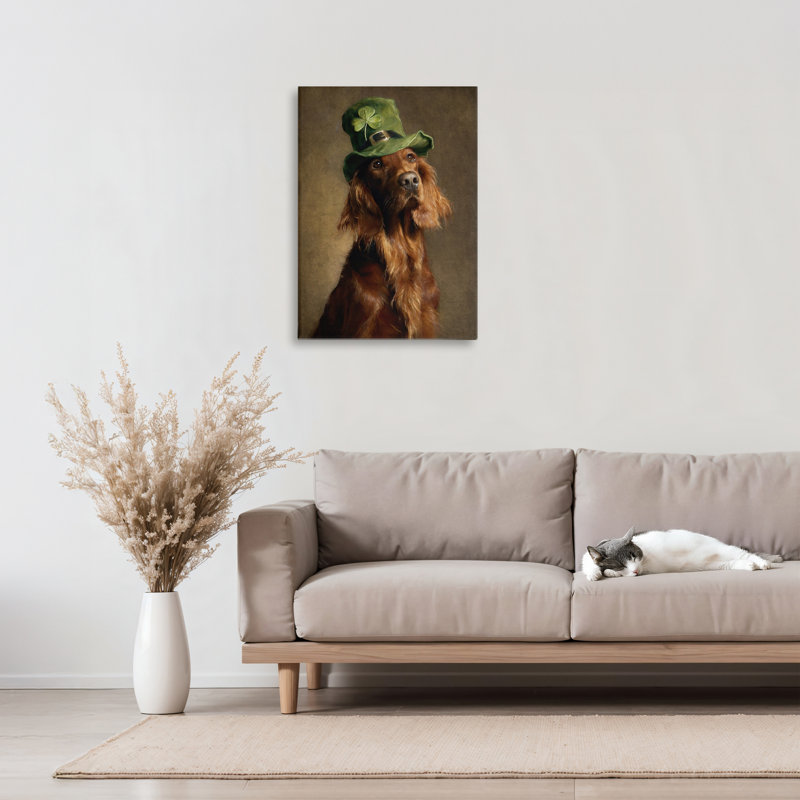 Toile portrait The Setter irlandais, design par Tina LeCour, H 24 po x l 16 po