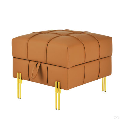 Contemporary Storage Ottoman with Stainless Steel Legs for Living Space