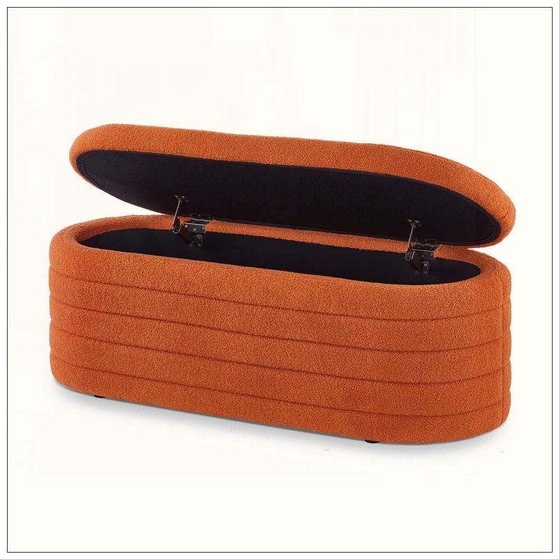 Banc de rangement moderne avec repose-pieds ovale, Orange