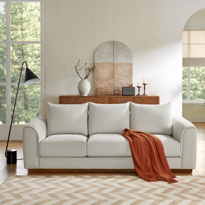 Canapé deux places Lysande en coton gris pâle moderne avec revêtement antitaches pour salon