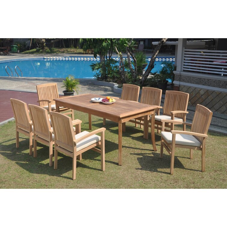 Rosecliff Heights Pacific 8 - Person Rectangular Teak Outdoor Dining ...