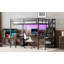 Loft Bed With L-Shaped Desk And Usb, Metal Loft Bed With Wardrobe And Adjustable Shelf, High Loft Bed With Led For Kids Teens Adults