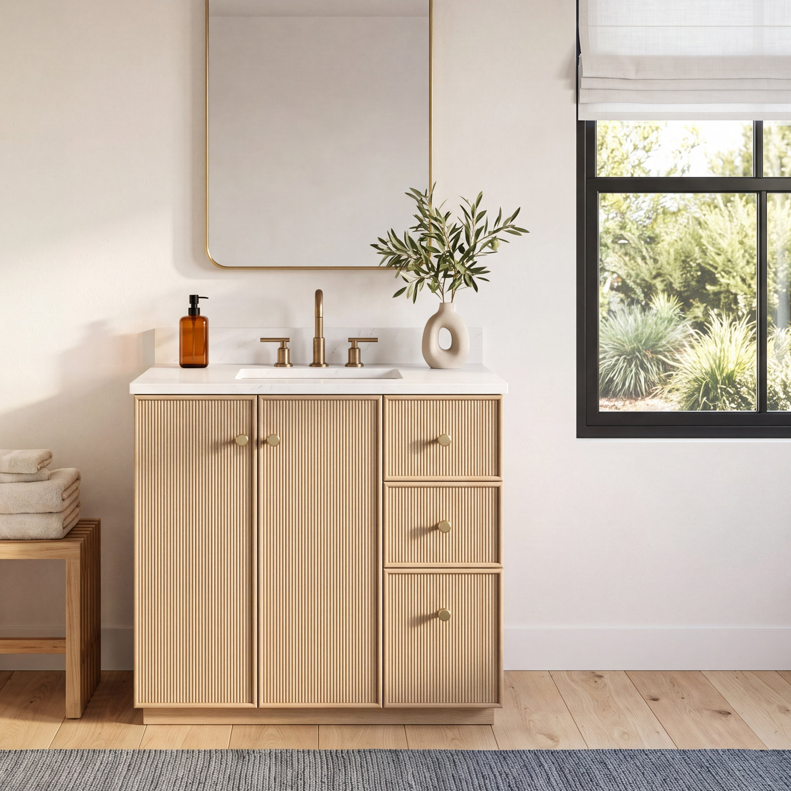 Amella 36'' Single Bathroom Vanity, Natural Oak