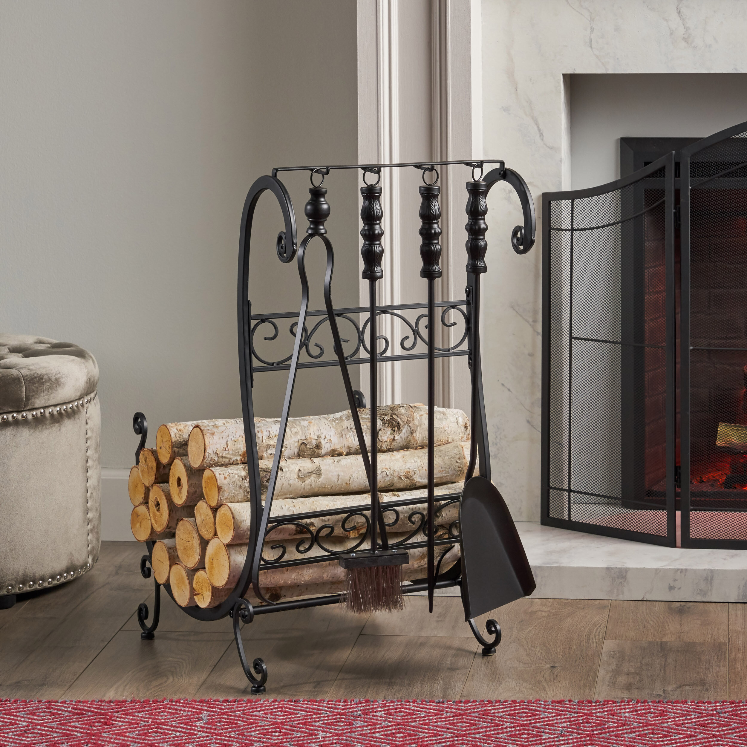 House of Hampton® Judith 5-Piece Iron Fireplace Tool Set & Reviews