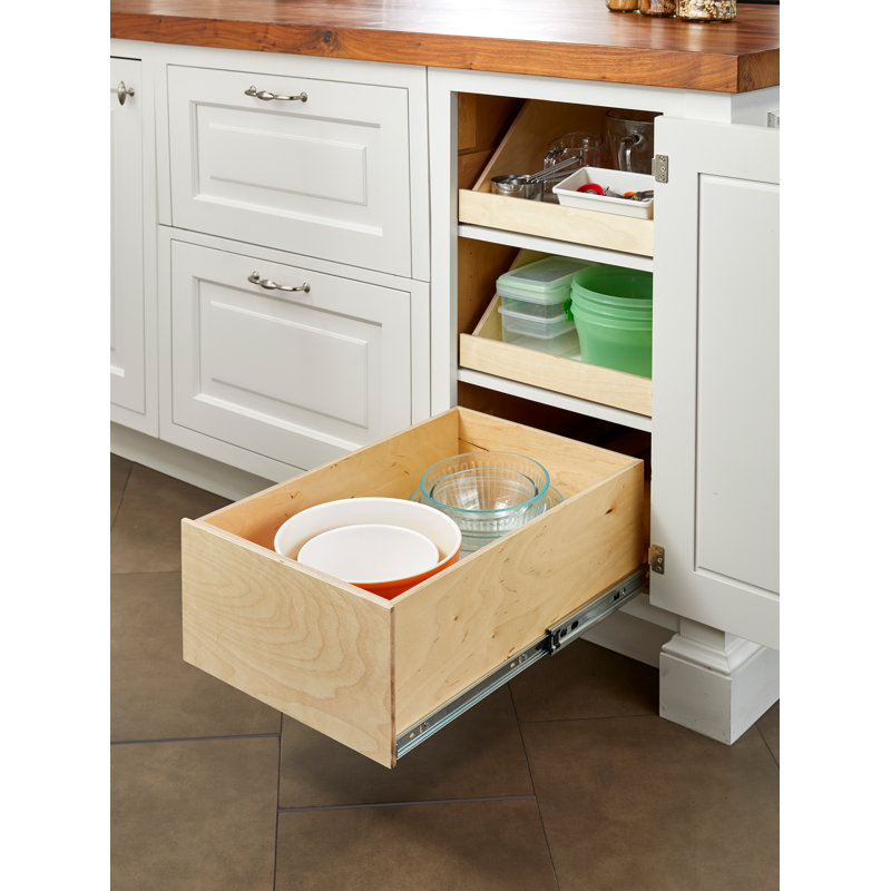 Slide-A-Shelf Made-To-Fit 8 Inch High Box Unit Full Extension Rails with Soft Closing Feature, 16.5" D, 26.5" W