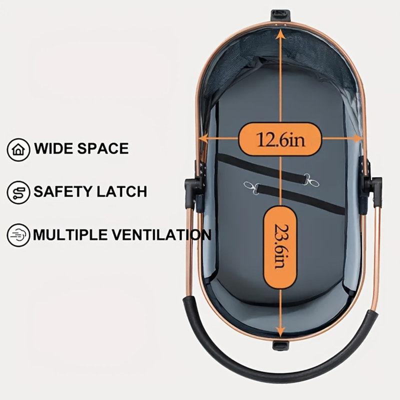 Poussette détachable 3-en-1 pour animal de compagnie, transporteur pliable pour chat à 360 ° avec loquet de sécurité, chariot de voyage en filet respirant pour petits animaux de compagnie de taille moyenne
