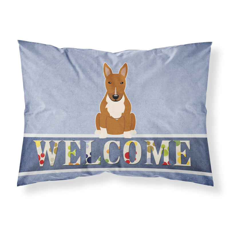 Taie d’oreiller welcome, Bull-terrier roux