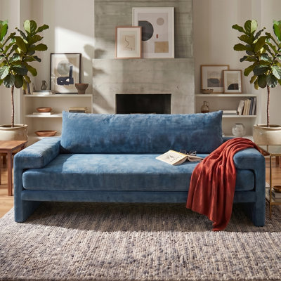 80" Chenille Upholstered Sofa with Wide Armrests