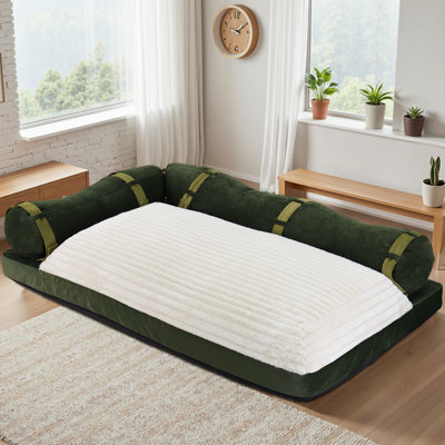 Wowmax 71 Inch Corduroy Boneless Couch Floor Sofa Lounge Couch With Armrests Cloud Sectional Sofa For Living Room Bedroom