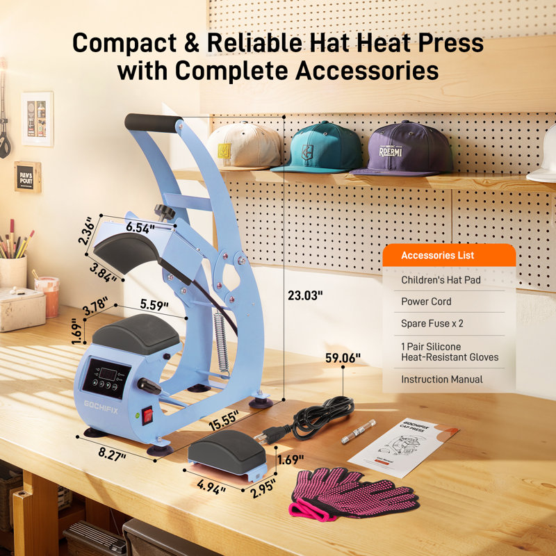 Hat Heat Press Machine, Blue